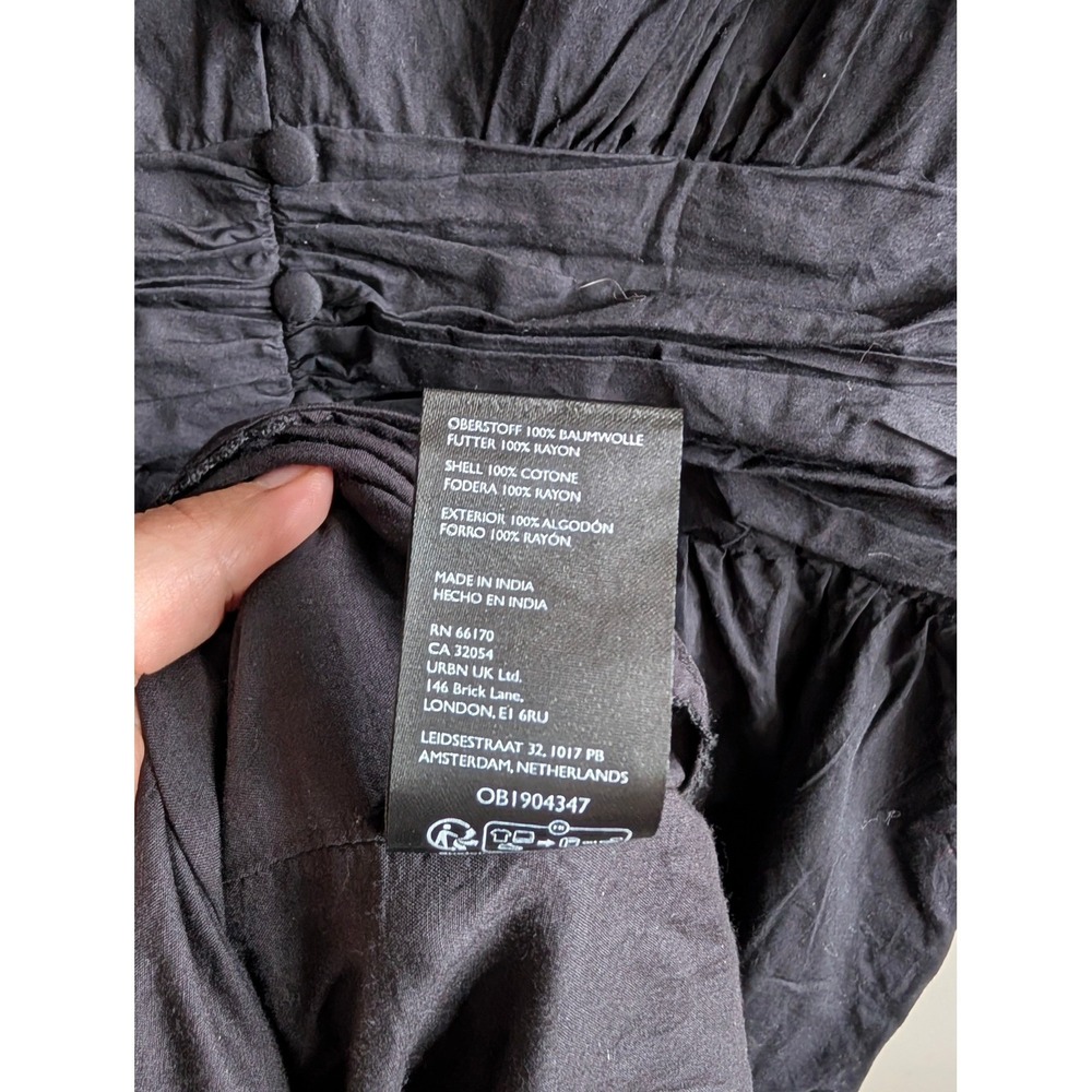 Anthropologie Katerina Button-Front Dress Maxi Dress Black Cotton V-Neck Large - Picture 10 of 10